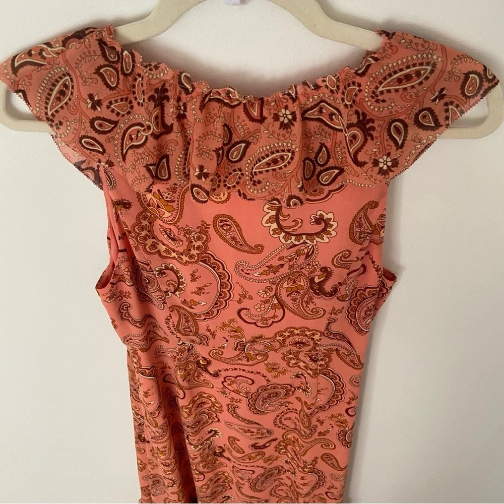 Wilfred Aritzia Naomi Dress size 10 Vintage Paisley Print Maxi Dress Chiffon - Picture 6 of 9